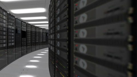 Animation of rack servers in data center 4K quad HD ultra resolution