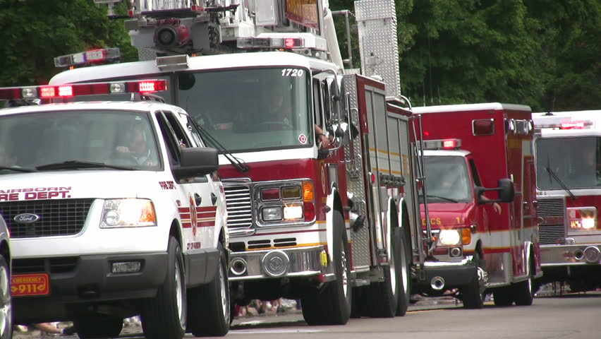 Emergency Vehicles in Parade Stock Footage Video (100% Royalty-free ...