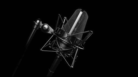 Black professional microphone. 3D animation. HD 1080p. Alpha channel is included. 
