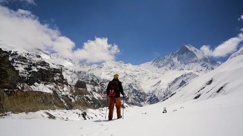 Hiking in Himalaya mountains. Annapurna base camp, Nepal.