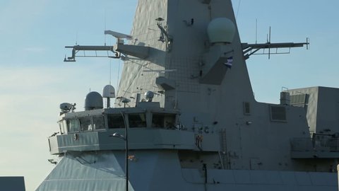 Royal Navy war ship, HMS Dragon, type 45 destroyer, berthed at Liverpool, England