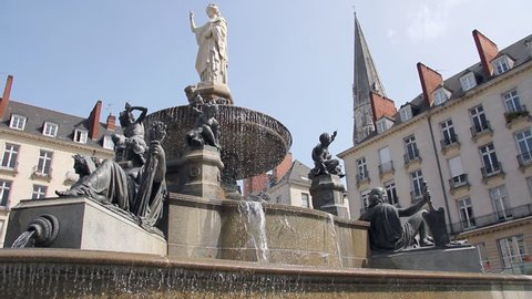 Fountain in the center of Nantes in France