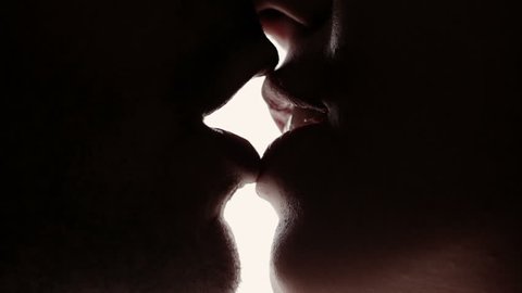 Close up young caucasian couple kissing - love - lover