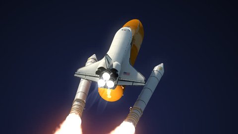 Space Shuttle Solid Rocket Boosters Separation. 3D Animation.