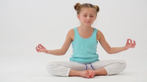 Girl Doing Sitting Eyes Closed Lotus Stock Photo 147141128 | Shutterstock