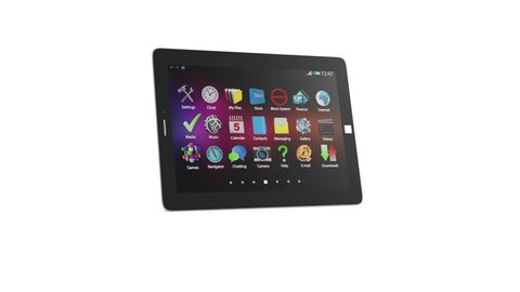 Animation of Modern Tablet PC. HQ Video Clip