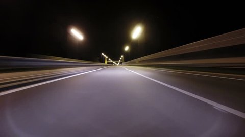 Time lapse of the night road 
