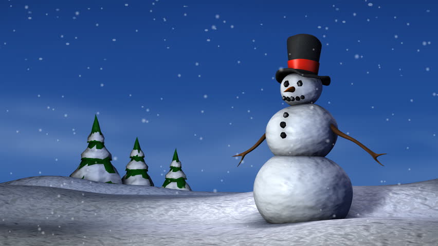 Snowman with Falling Snow Against Stock Footage Video (100 ...