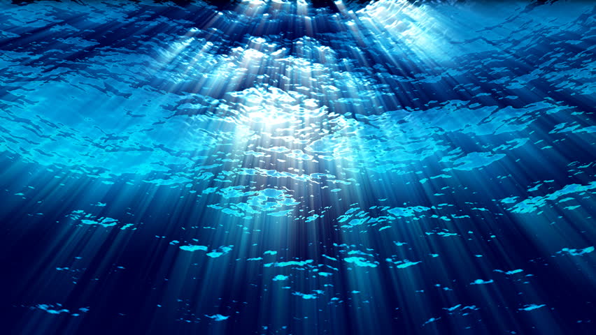 Underwater ocean waves ripple and flow with light rays (Loop). Royalty-Free Stock Footage #6198929