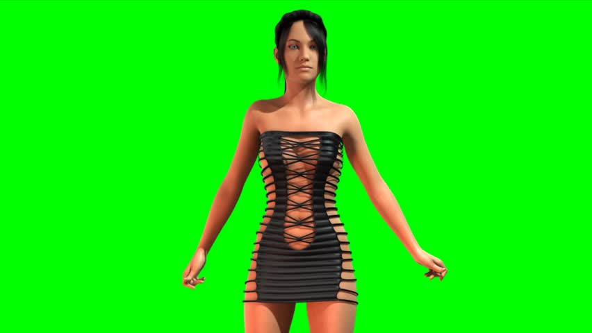 Hot Girl in sexy Dress dances - green screen