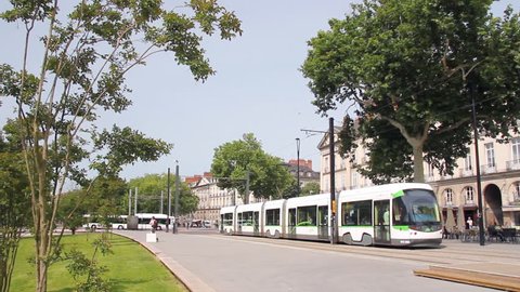 Ecological public transport, tramway in Nantes, France