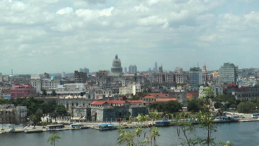 skyline of old city of havana,cuba, medium shot. In 1982, La Habana Vieja was inscribed in the UNESCO World Heritage List