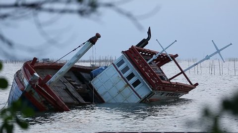 Wreck capsized and disintegrated in mid-ocean, Thailand. 