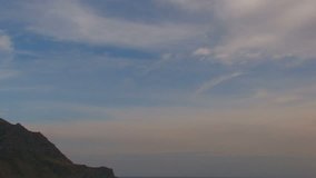 HD panorama of sea and rocks at sunset with clouds, Canon XH A1, FullHD video, 1080p, 25fps, progressive scan 