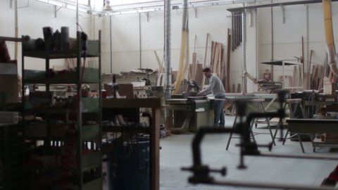 woodworker in a factory - carpenter in a carpentry - joinery - dolly