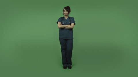 indian female doctor upset isolated on greenscreen