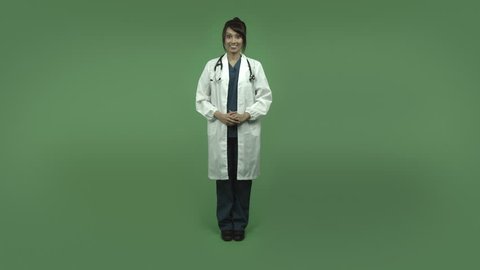 indian female doctor isolated on greenscreen talking interview