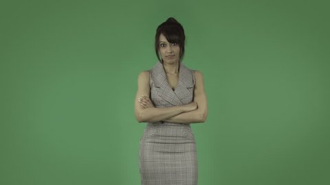 indian business woman upset isolated on green