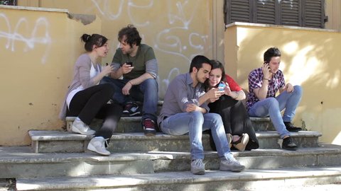 youth of today - Group of friends mobile phone, cell phone, cellular phone