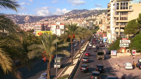 BEIRUT, LEBANON CIRCA 2013 - Traffic clogs the roads of Beirut, Lebanon.