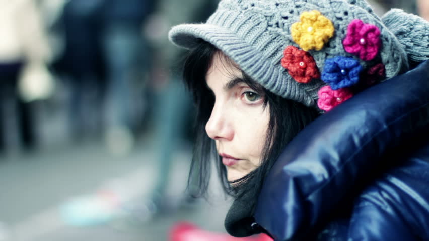 pensive sad woman