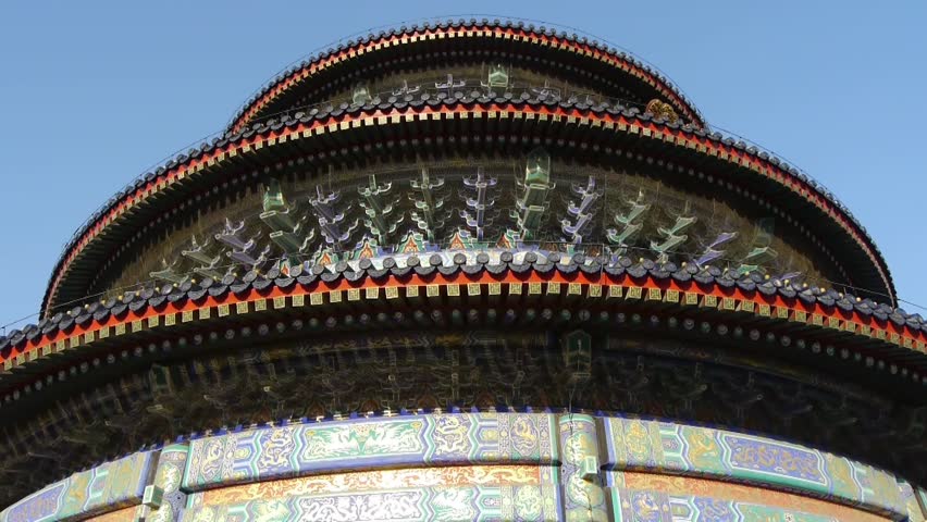 Temple of Heaven in Beijing.China ancient architecture.Painted Carved beam tile. gh2_04389