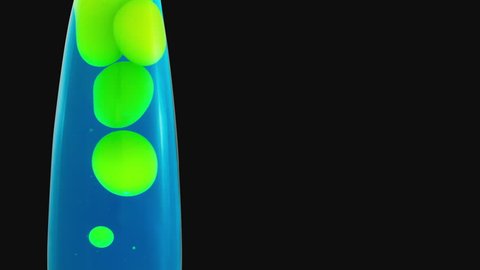 Green Lava Lamp on White Background. Realtime blue and iridescent green lava lamp oozing away. Isolated on a white background for use in graphics etc. Color can be changed with a simple hue shift.