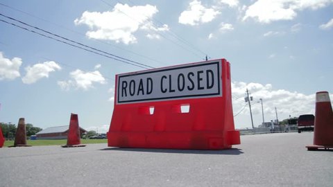 Road closed roadblock at intersection