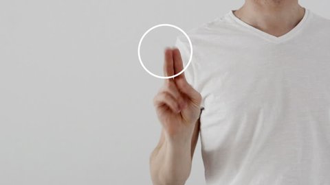 Man touching button a social network Stock Video