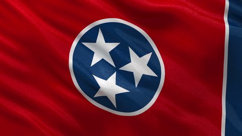 US state flag of Tennessee gently waving in the wind. Seamless loop with high quality fabric material.