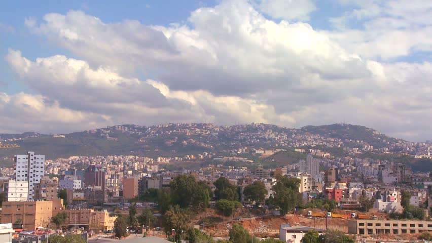 BEIRUT, LEBANON CIRCA 2013 - Wide shot of Beirut Lebanon with hillsides background.
