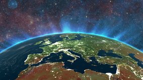 Europe city lights from space. Elements of this video furnished by NASA. 4K video