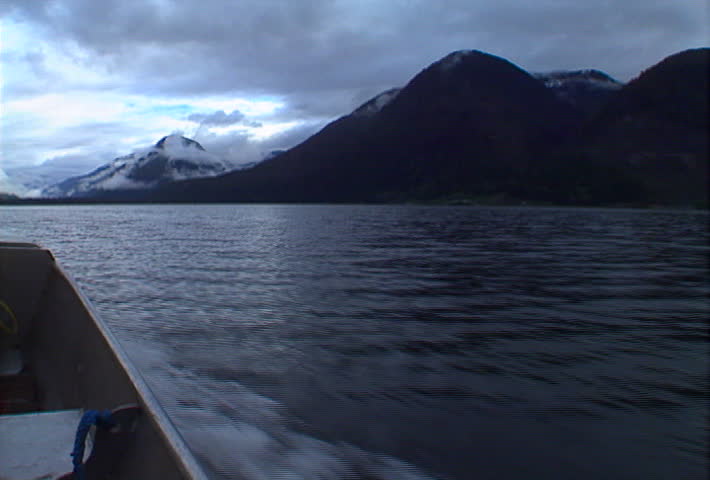 Speeding across the surface of a lake in mountainous British Columbia.