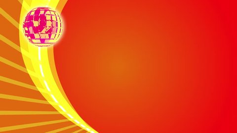 Orange Radial ray background with disco ball, loop HD