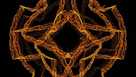 Runes of fire. HD abstract fractal art transformation background. Loopable. Over black bckg. For overlaying use file # (over white bckg with alpha-channel) in my portfolio