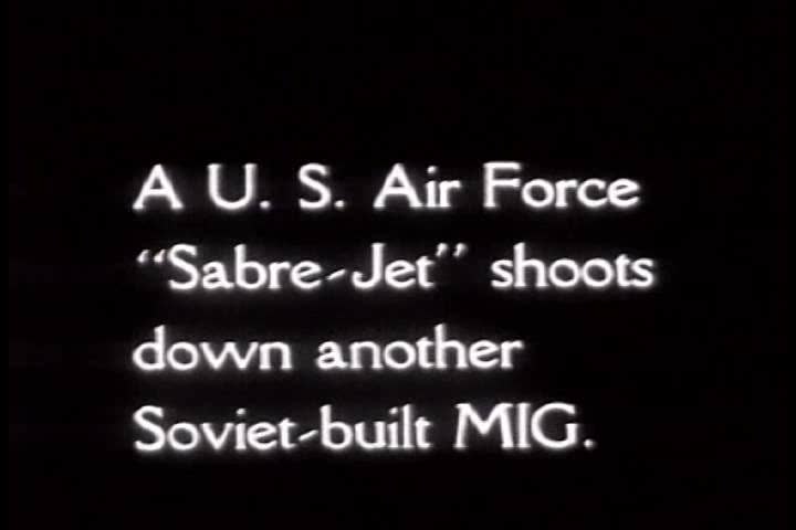 CIRCA 1950s - A U.S. Air Force jets shoots down a soviet jet during the Korean War.