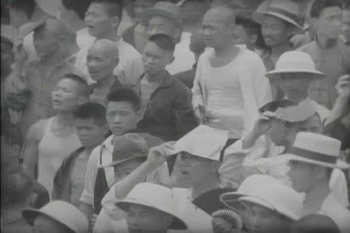 CIRCA 1930s - General Chen Chang and the Chinese people salute Sun Yat Sen.