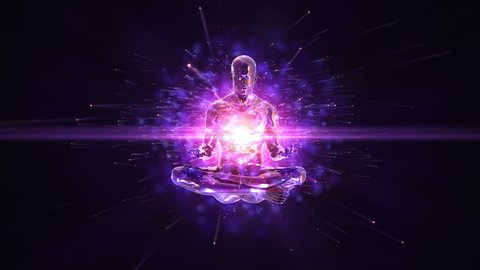 Meditation loopable background. Mystical animation background. Meditation human in space.