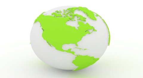 3d Earth white sea and green continents 