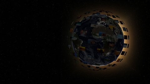 animated globe with travel videos and sun loop