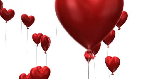 3d animation of heart-shaped balloons flying up - loopable from fram 131 to 260
