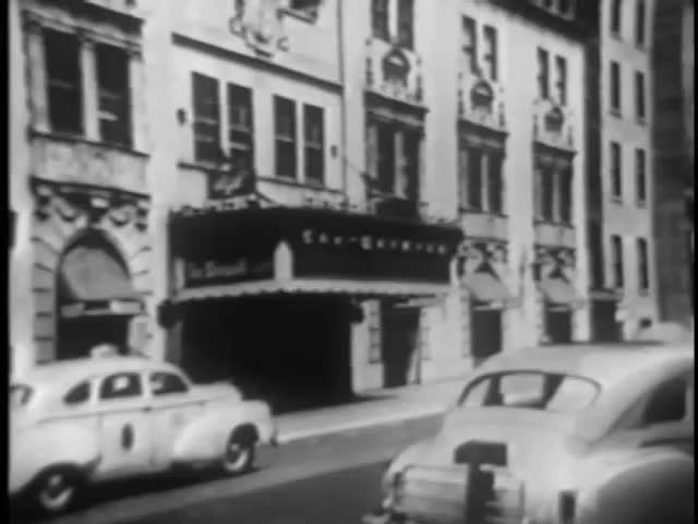 Establishing shot of Warwick Hotel, New York City circa 1950
