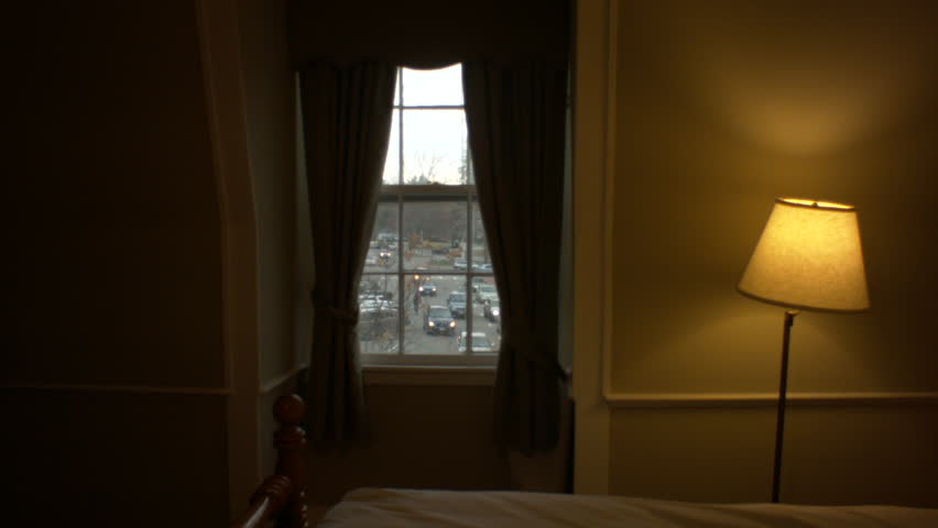 concord colonial inn pov out the window. shot with a black magic cinema camera. this hotel was built in 1716 and some say it is even haunted.