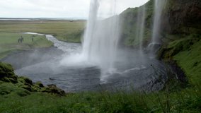 Famous Seljalandsfoss waterfall in Iceland