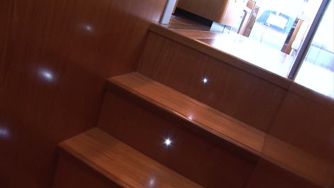 Main stairs and master cabin on luxury yacht
