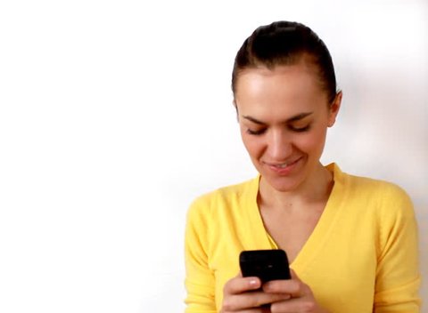 Woman Sending a Text Message / sms - ntsc