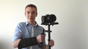 man with professional camera