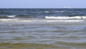 Coastline of the Baltic sea in Poland, Swinoujscie with ferry to Sweden