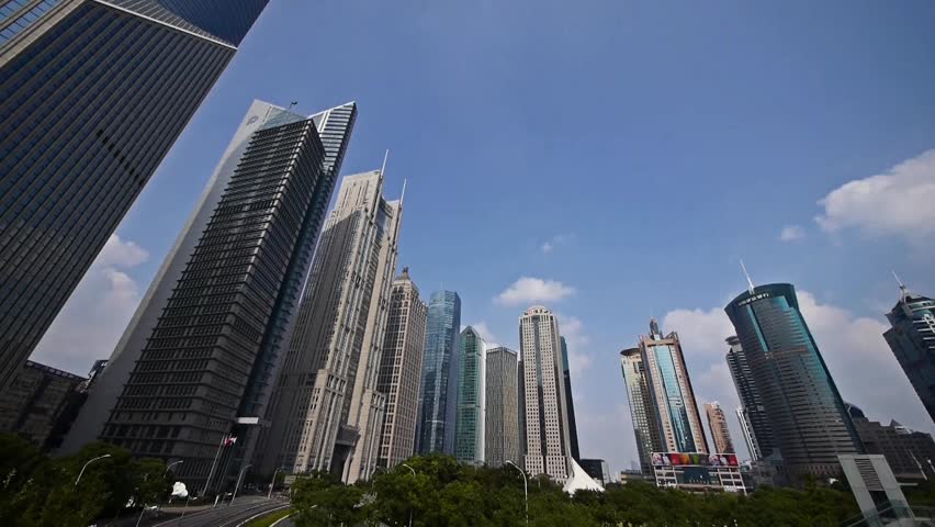 panoramic of shanghai lujiazui finance center & skyscraper,moving the lens.	 gh2_07371