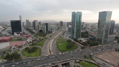 LIMA - PERU CIRCA 2014: Panoramic view of the high way and Javier Prado avenues circa 2014 in Lima.